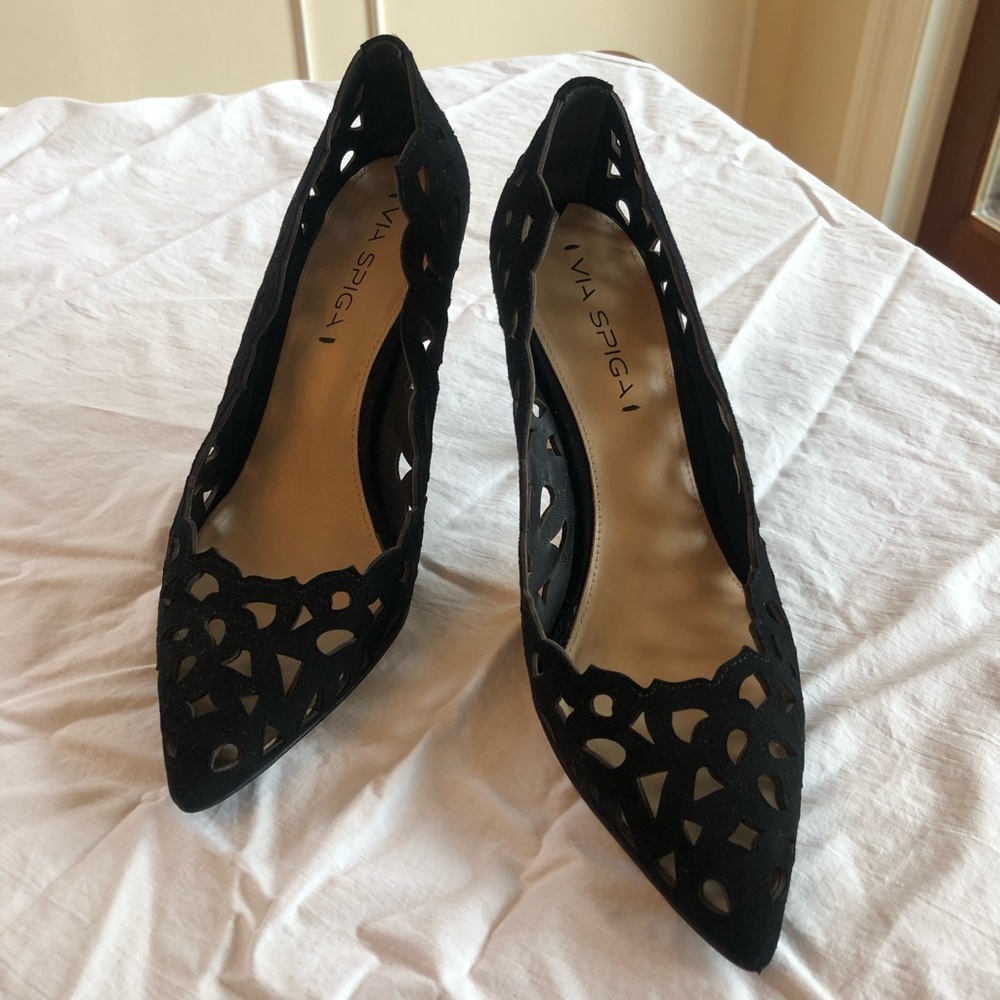 Via Spiga Clio Black Suede Pumps